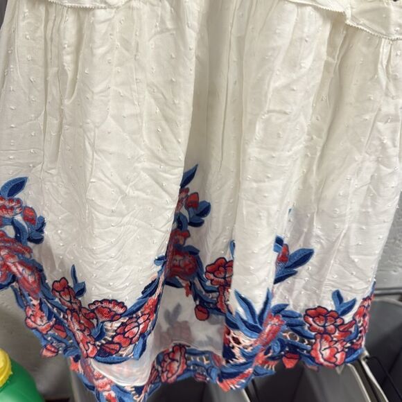 SAYLOR Cream and Blue and Red Embroidered Baby Doll Halter Dress - Size XS - Picture 3 of 4